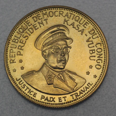 Goldmünze 20 Francs Kongo 1965 - 5. Jahrestag der Unabhängigkeit Präsident Joseph Kasa-Vubu