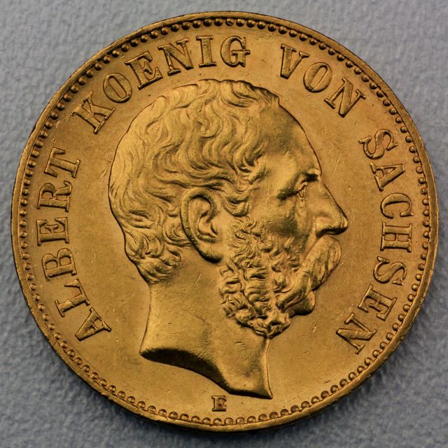 20 Reichsmark Goldmünze Albert - Sachsen - Prägejahre 1894, 1895 Jäger Nr. 264