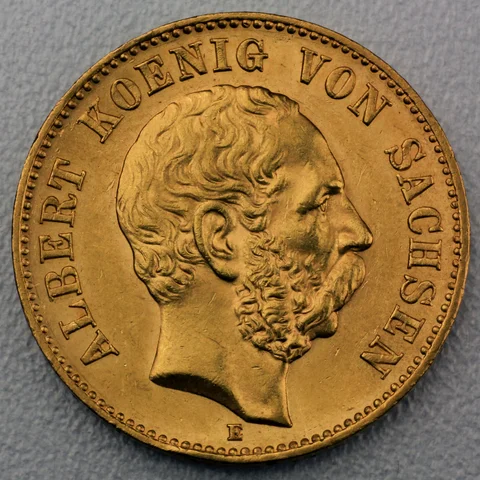 20 Reichsmark Goldmünze Albert - Sachsen - Prägejahre 1894, 1895 Jäger Nr. 264