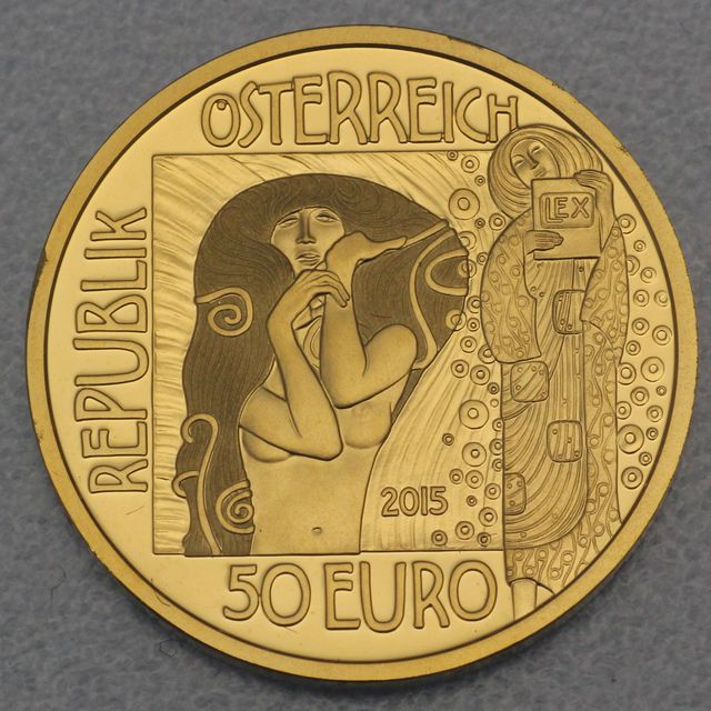 Goldmünze 50 Euro Österreich 2015 - Medizin - Klimt und seine Frauen