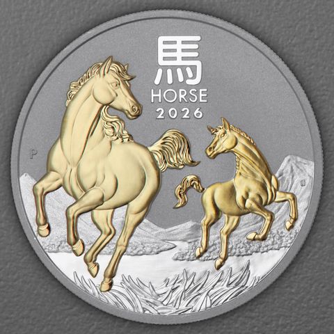 "Lunar III"-Silbermünze 2026 mit Vergoldung