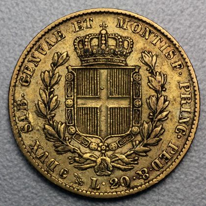 20 Lire Goldmünze Italien Karl Albert