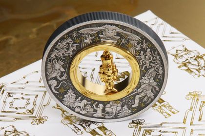 Silbermünze "The Christmas Nutcracker" (AF, koloriert und vergoldet)