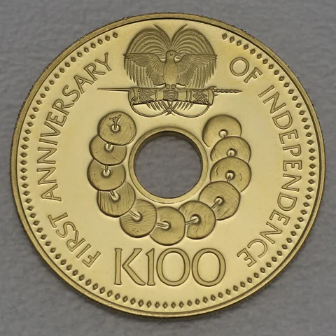 Goldmünze 100 Kina Papua-Neuguinea 1976 - 1. Geburtstag der Unabhängigkeit
