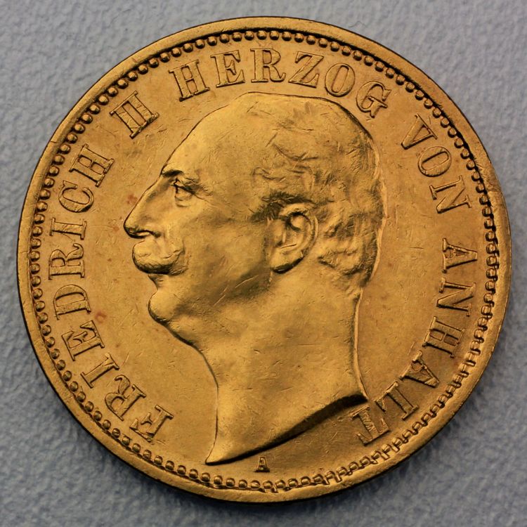 20 Reichsmark Goldmünze Friedrich II Anhalt Prägejahr 1904  Jäger Nr. 182