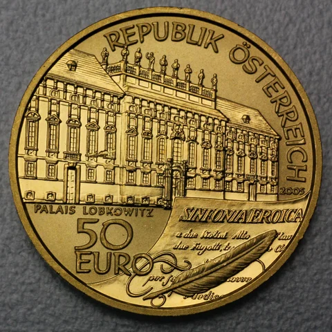 Goldmünze 50 Euro Österreich 2005 - Ludwig van Beethoven - Große Komponisten