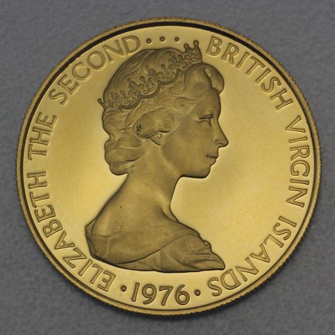 Goldmünze 100 Dollar British Virgin Islands 1976 - 50th Birthday Elizabeth II. (900er Feingold)