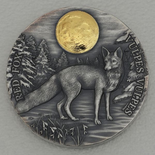 Silbermünze 1/2oz Ghana 2021 2 Cedis "Wildlife in the Moonlight" - Rotfuchs