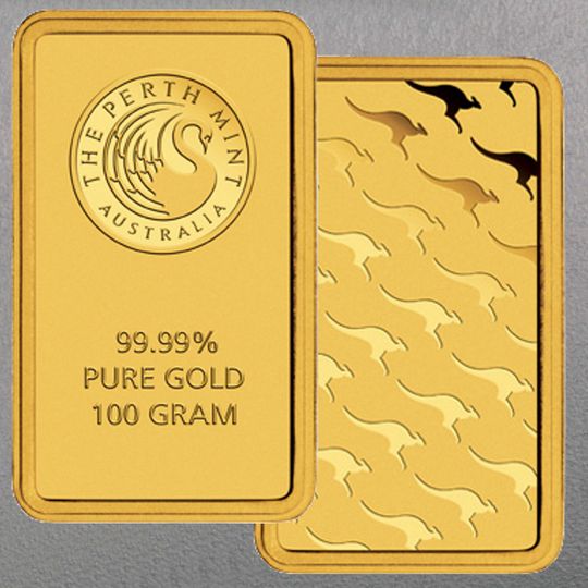 100g Känguru Goldbarren Perth Mint