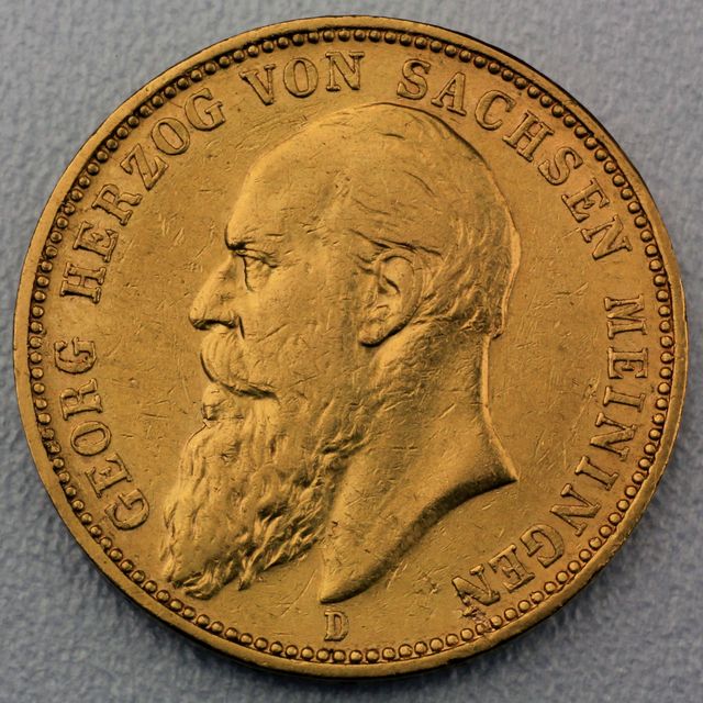 20 Reichsmark Goldmünze Georg II - Sachsen - Meiningen - Prägejahr 1889 Jäger Nr. 277