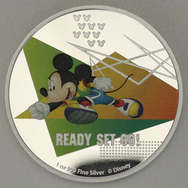 Silbermünze 1oz Niue Mickey Mouse 2020 - Ready - Set - Go!