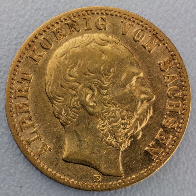 10 Reichsmark Goldmünze Albert - Sachsen - Prägejahre 1874 bis 1888 Jäger Nr. 261