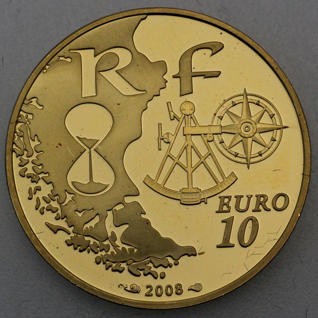 10 Euro Goldmünze Frankreich 2008 - Großseglerparade Armada