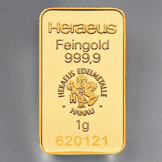 1g Goldbarren Heraeus