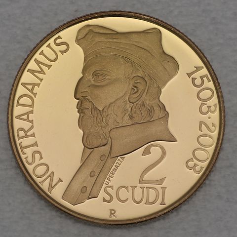 2 Scudi Goldmünze San Marino 2003 - Nostradamus