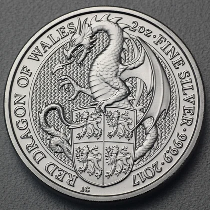 Silbermünze 2oz Queen's Beasts 2017 - Red Dragon of Wales