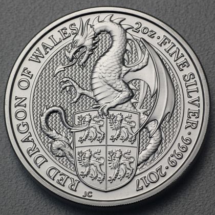 Silbermünze 2oz Queen's Beasts 2017 - Red Dragon of Wales
