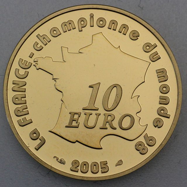 10 Euro Goldmünze Frankreich 2005 Fussball WM 2006 in Deutschland