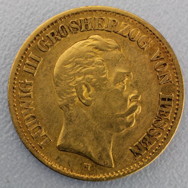 10 Reichsmark Goldmünze Ludwig III - Hessen - Prägejahre 1875, 1876, 1877 Jäger Nr. 216