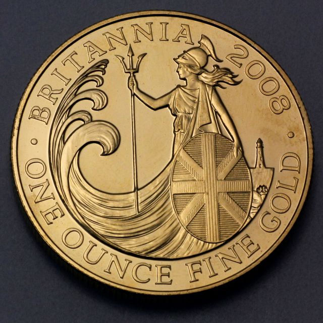 Motiv der Britannia Goldmünze 2008