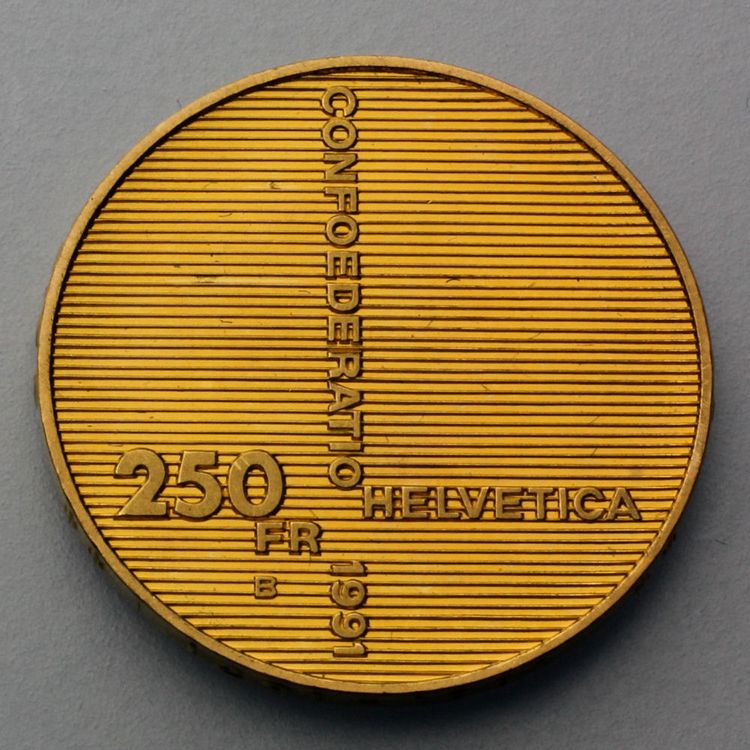 Schweizer 250 Franken Goldmünze