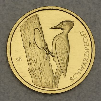 20 Euro Goldmünze "Schwarzspecht" 2021 der Serie "Heimische Vögel"