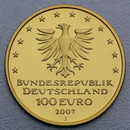 Kehrseite der 100 Euro Goldmünze "Lübeck" 2007