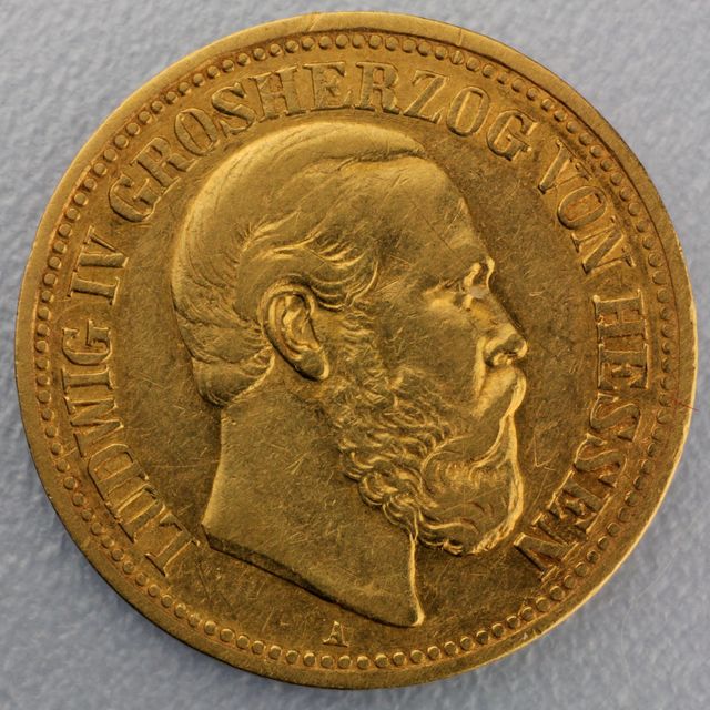 10 Reichsmark Goldmünze Ludwig IV - Hessen - Prägejahr 1888 Jäger Nr. 219A
