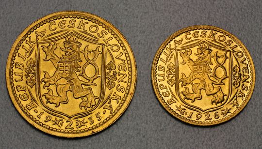 Dukaten Goldmünzen Tschechoslowakei ganzer und halber Dukaten