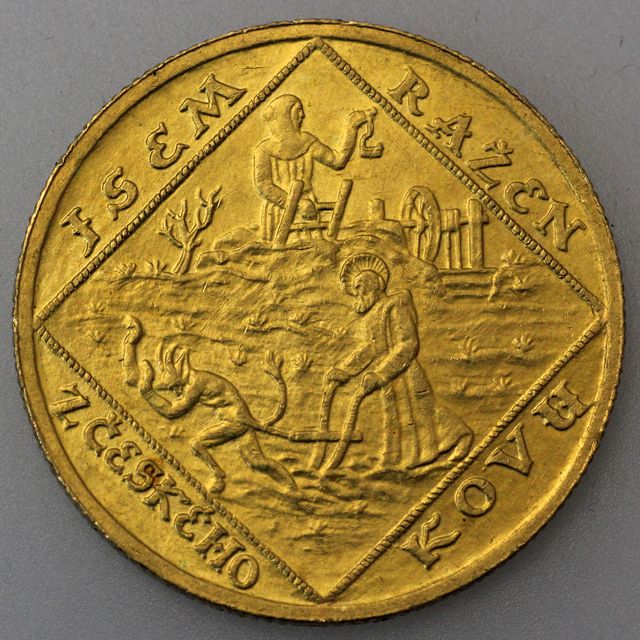 2 Dukaten Goldmünze Tschechoslowakei 1928