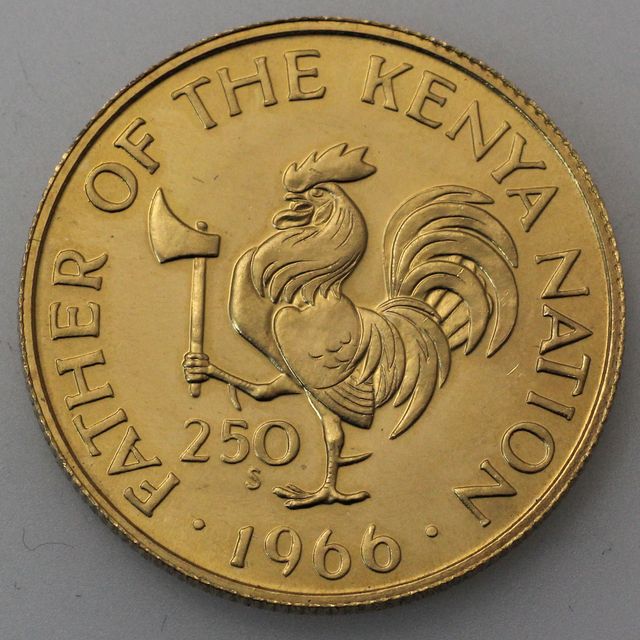 250 Schilling Goldmünze Kenia 1966