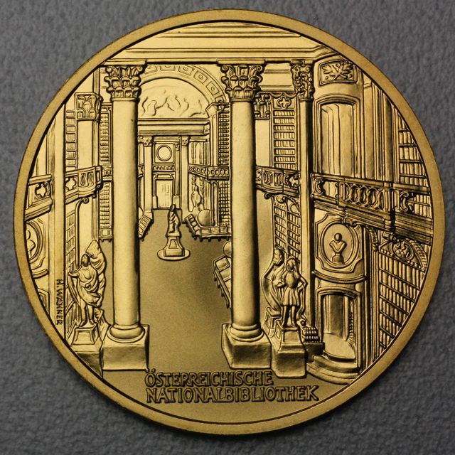 1000 Schilling Goldmünze Österreich 2001 Buchmalerei / Nationalbibliothek