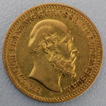 10 Reichsmark Goldmünze Friedrich Franz - Mecklenburg-Schwerin