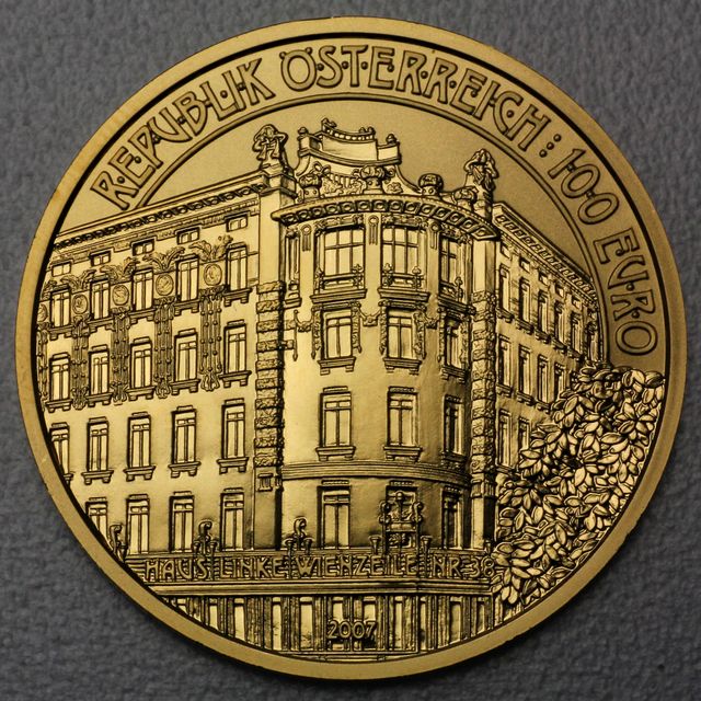 Goldmünze 100 Euro Österreich 2007 - Linke Wienzeile 38 - Wiener Jugendstil