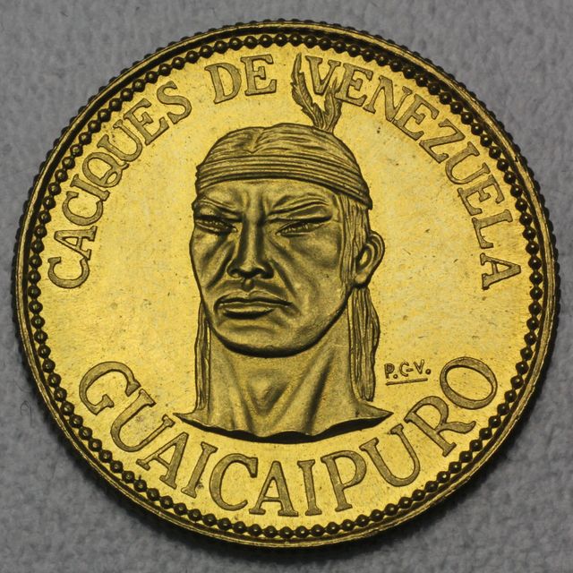 6g Gold Rundbarren 900er Gold Venezuela Guaicaipuro Caciques Medaille 1957 (keine Münze)