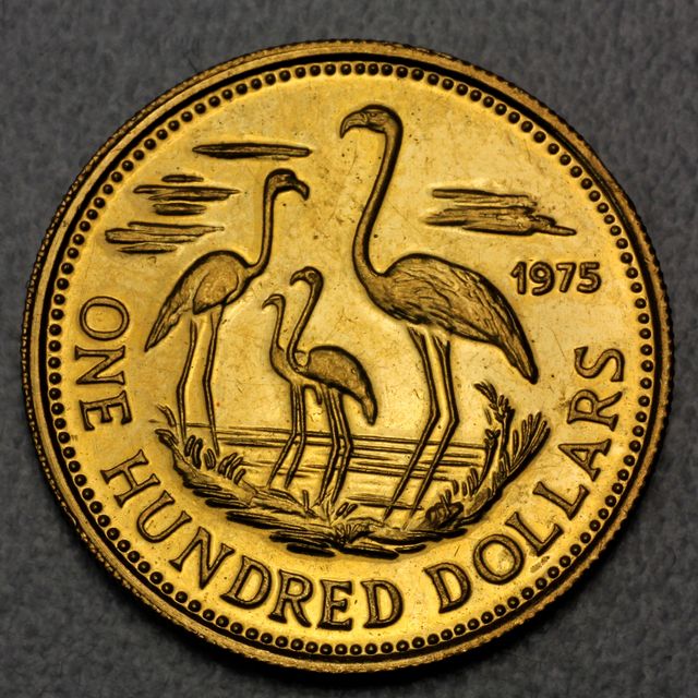100 Dollar Goldmünze der Bahamas 1975 aus 5,46g 22K Gold