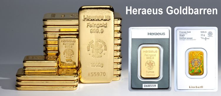 Heraeus Goldbarren prägefrisch Heraeus Goldbarren prägefrisch