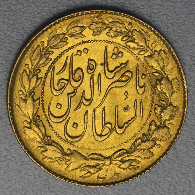 Iranische 2 Toman Goldmünze Nasir al-Din Sha