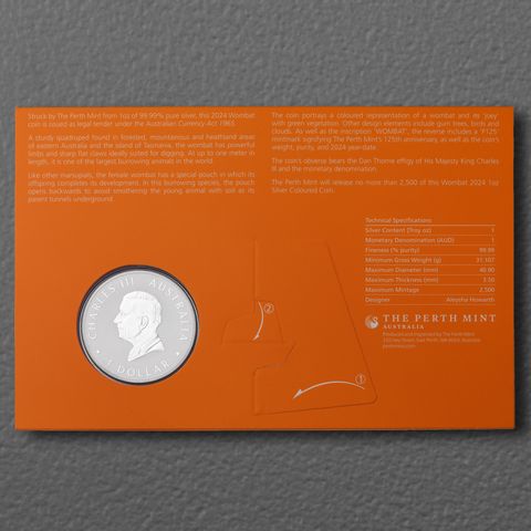Silbermünze 1oz Australian Wombat 2024 koloriert
