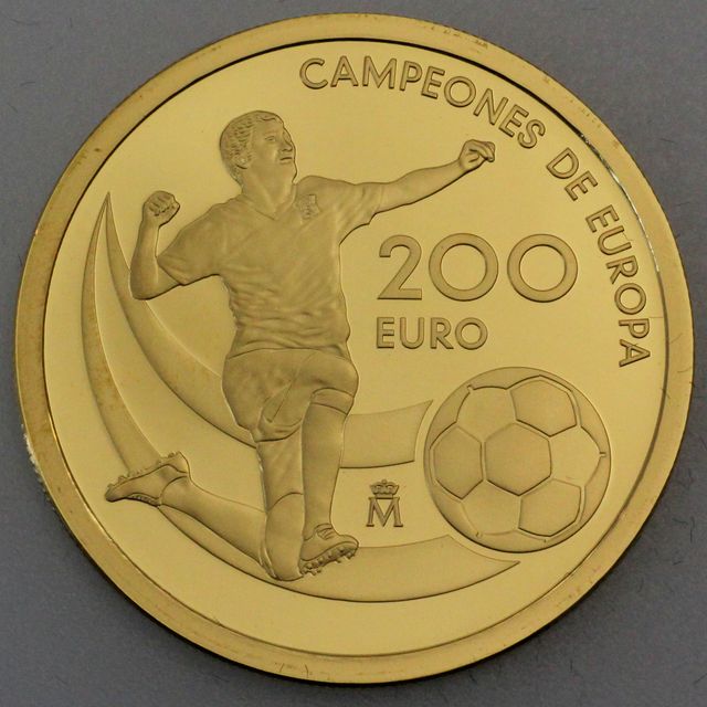 200 Euro Goldmünze Spanien 2009 - Fussball Europameister