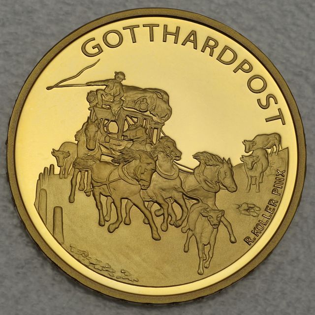 Goldmünze 50 Franken Schweiz 2013 - Gotthardpost