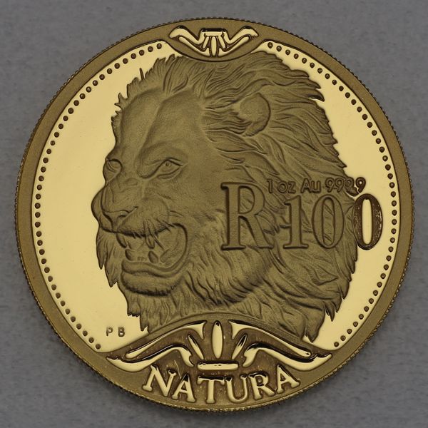 Goldmünze Südafrika Natura Serie Wildcats of Afrika 2003 - 2teiliges Prestige-Set Löwen 1oz 100 Rand