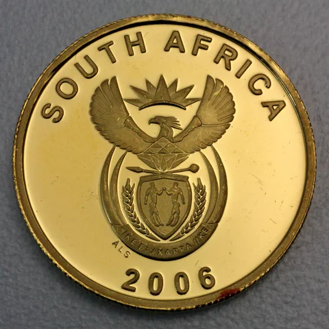 Goldmünze Südafrica 1/4oz 2 Rand 2006 Fussball WM