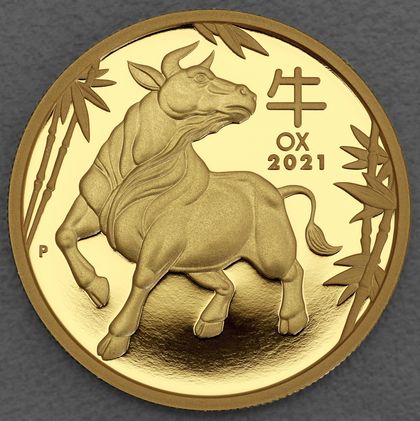 Lunar III, 1oz Goldmünze, Ochse in der Ausführung Polierte Platte, 2021