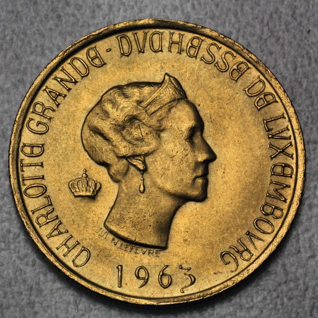 Luxemburg Goldmünze 1963 Francs Princesse Josephine Charlotte de Luxembourg