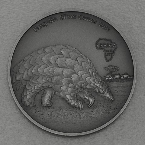 Silbermünze 1oz Ghana - Africa Silver Ounce 2019 Schuppentier / Pangolin