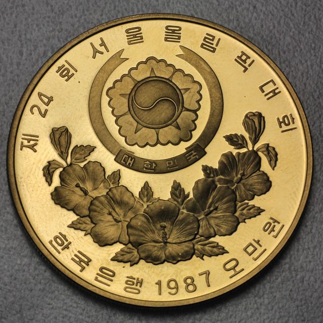 50.000 Won XXIV Olympiad Seoul 1987 Goldmünze Süd Korea Great South Gate