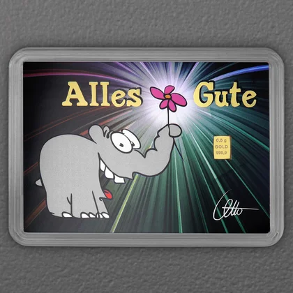 Goldbarren 0,5g "Alles Gute" in Motivbox