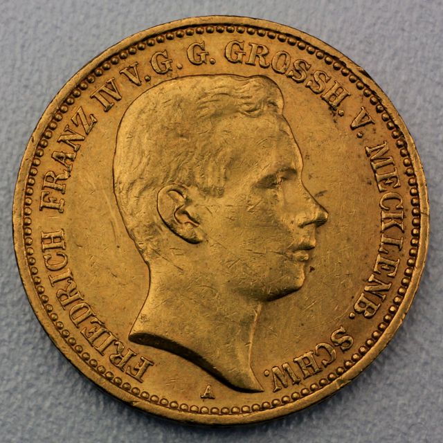 20 Reichsmark Goldmünze Friedrich Franz iV - Mecklenburg-Schwerin - Prägejahr 1901 Jäger Nr. 234