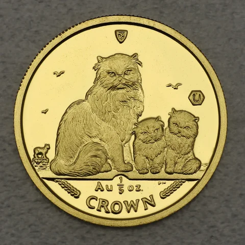 Goldmünze 1/5oz Isle of Man Cat Katzen 2005 - Himalayan Cat & Kittens